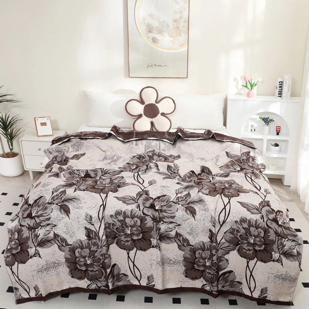 【百花】轻奢200.230纱布盖毯床盖沙发巾多功能