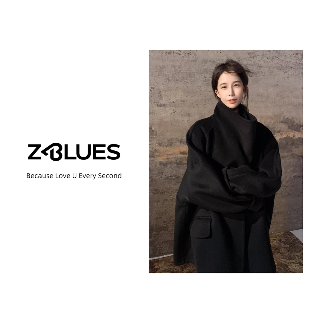 Z.blues【黑玫瑰】赫本风绵羊毛山羊绒毛呢短外套YZGZH1026
