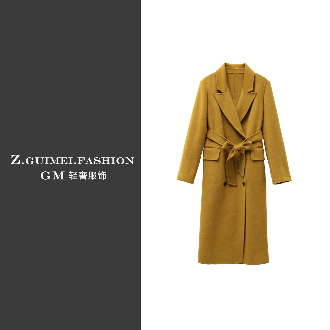 【肆姐高定】外翻领羊绒系带经典款大衣X3349