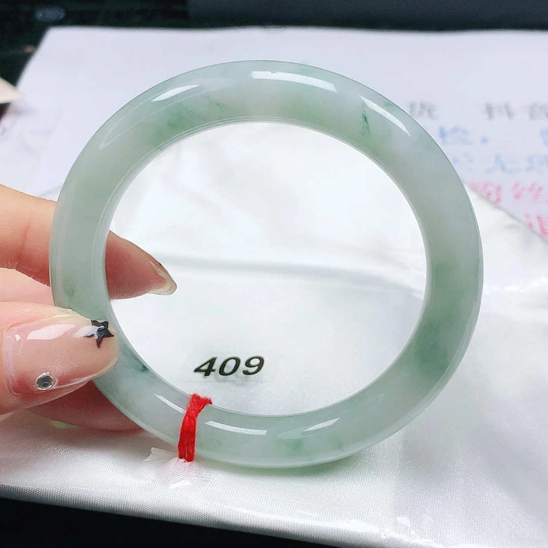 翡翠手镯未镶嵌翡翠54.0飘花圆条