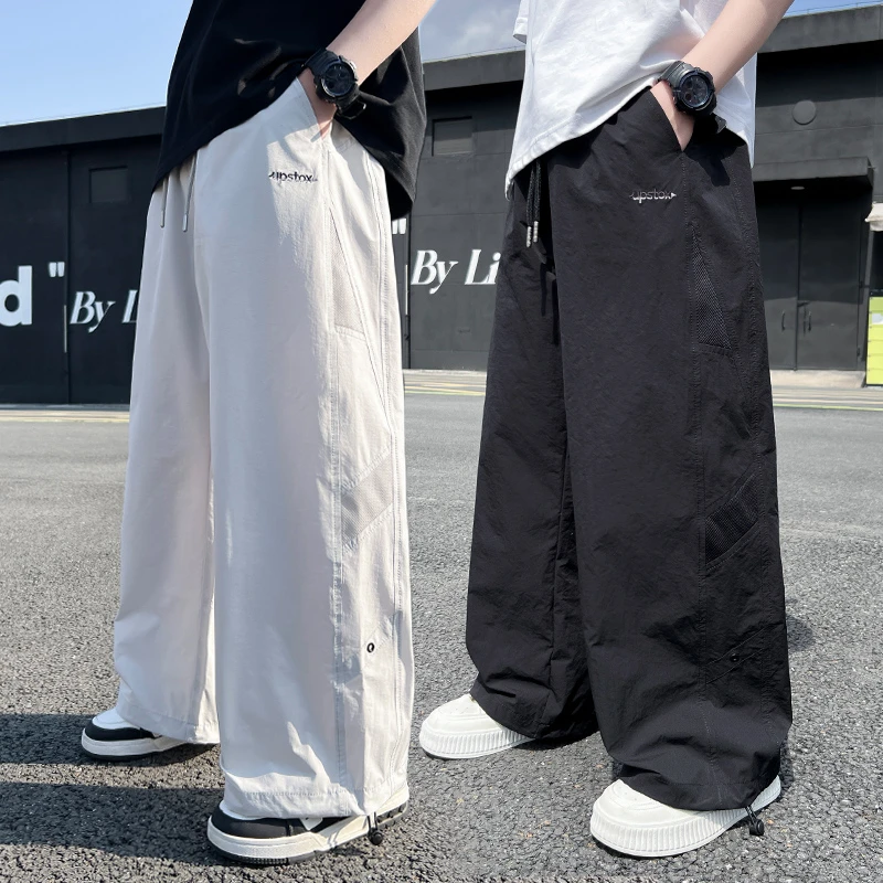 男童裤子夏季薄款2025新款潮酷帅气时髦儿童宽松直筒男孩阔腿长裤