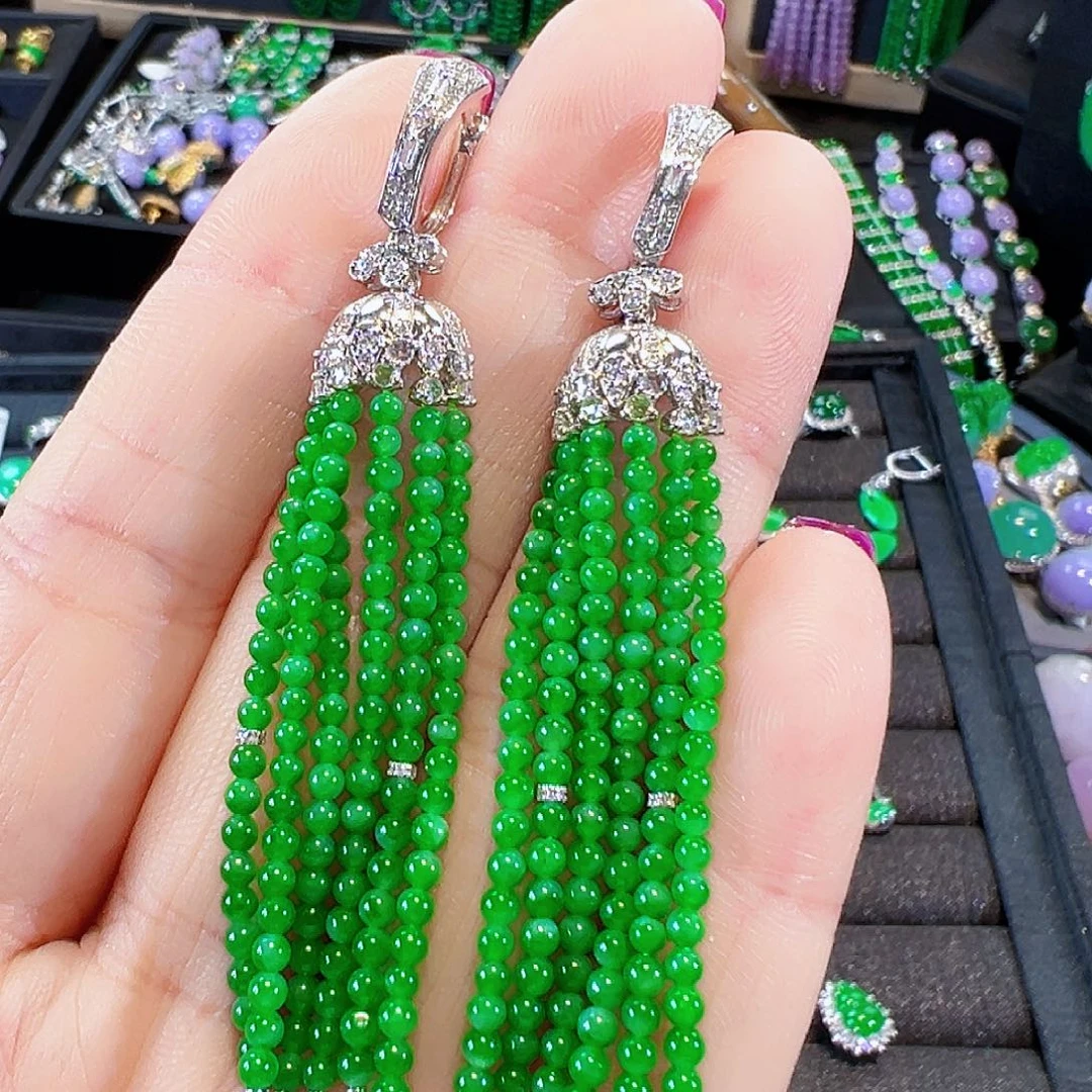 翡翠耳饰18K金镶嵌签收后24小时鉴赏期