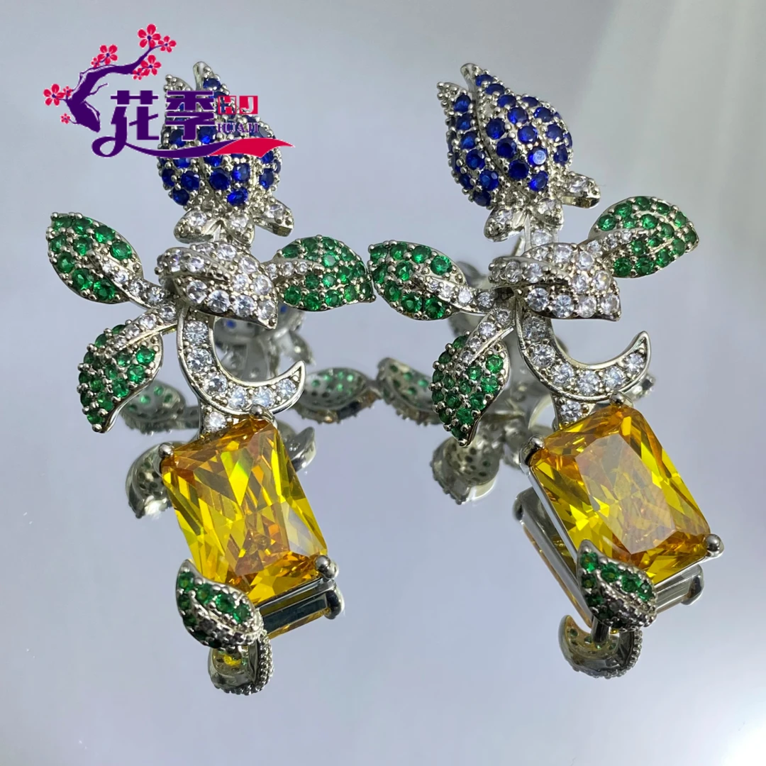 【花季】 原创金丝雀黄炫彩强荧光耳坠G460