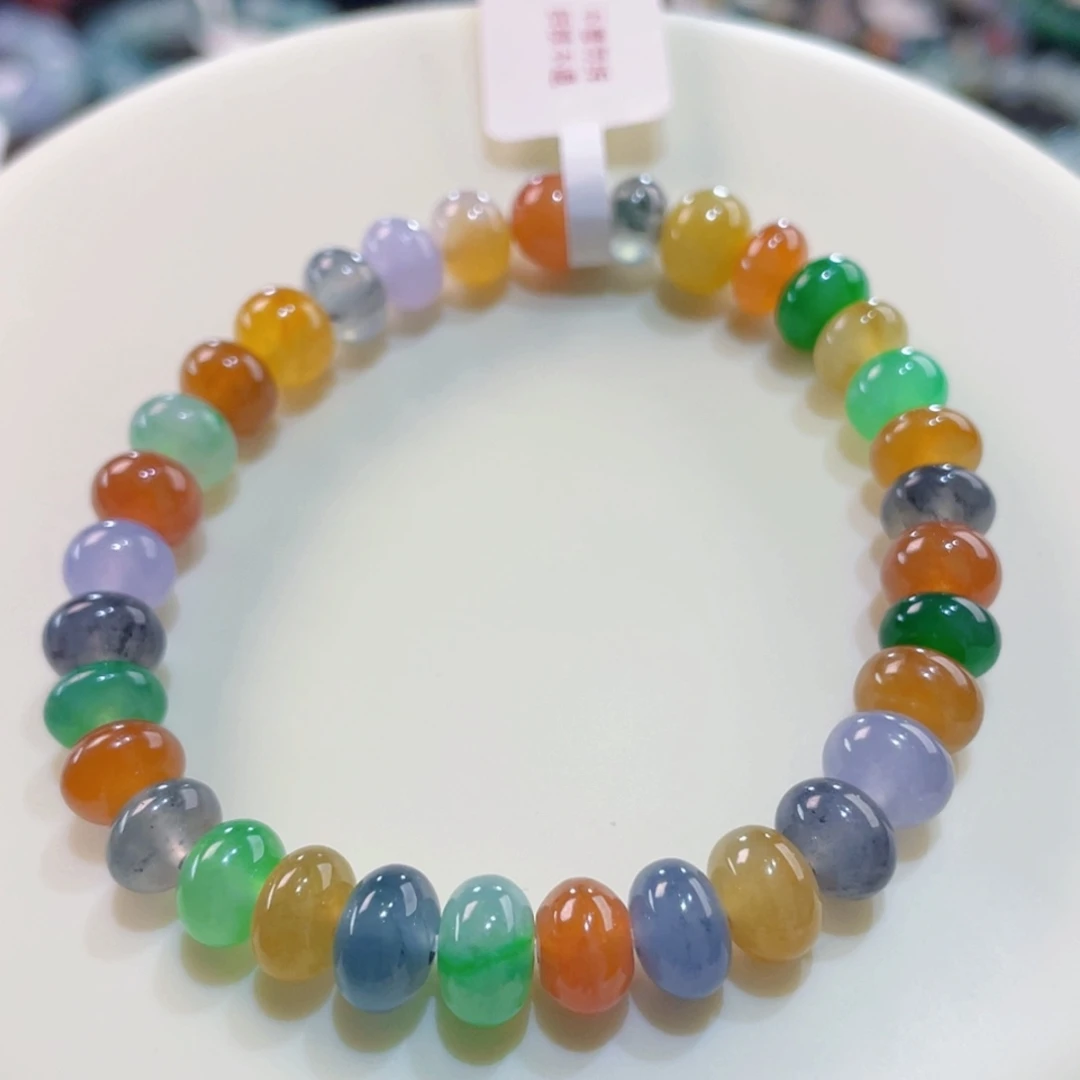 未镶嵌手链翡翠彩虹鼓珠