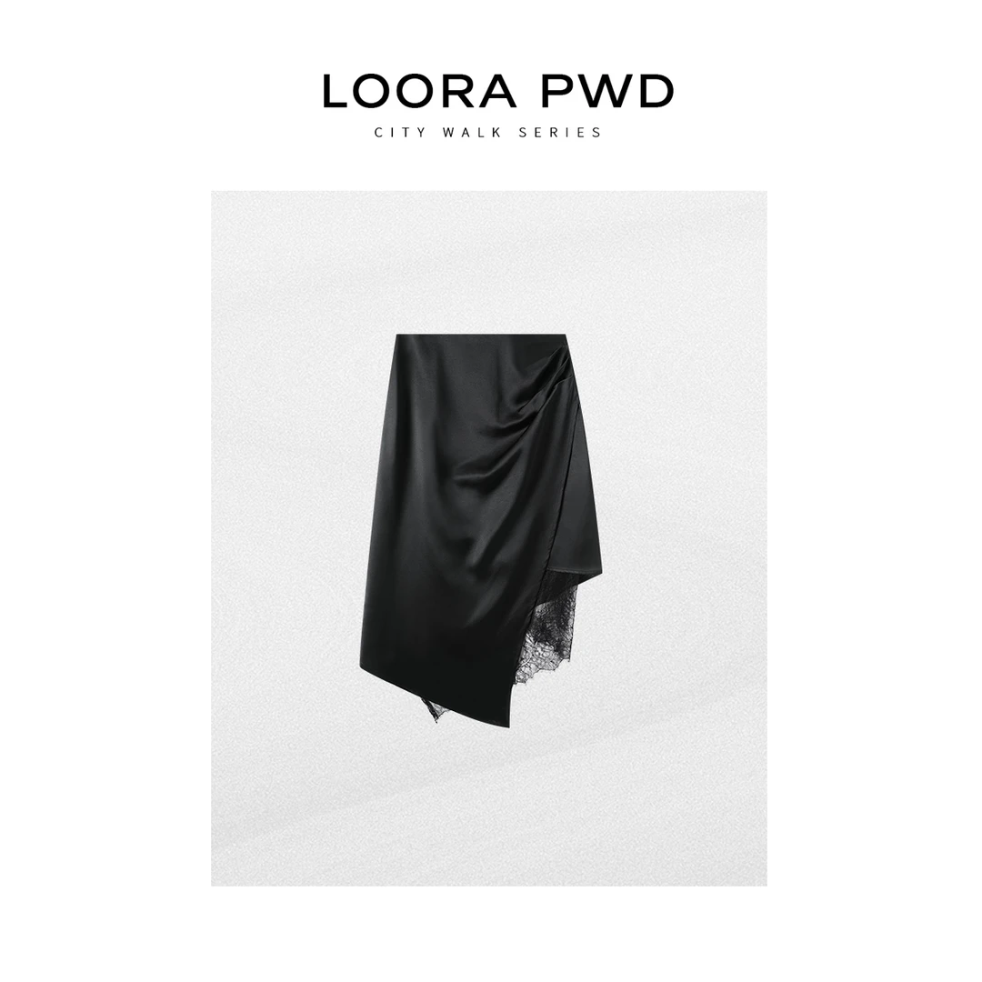 LOORAPWD/罗拉密码全新夏季不规则蕾丝拼接百搭半身裙25CJBF0048N