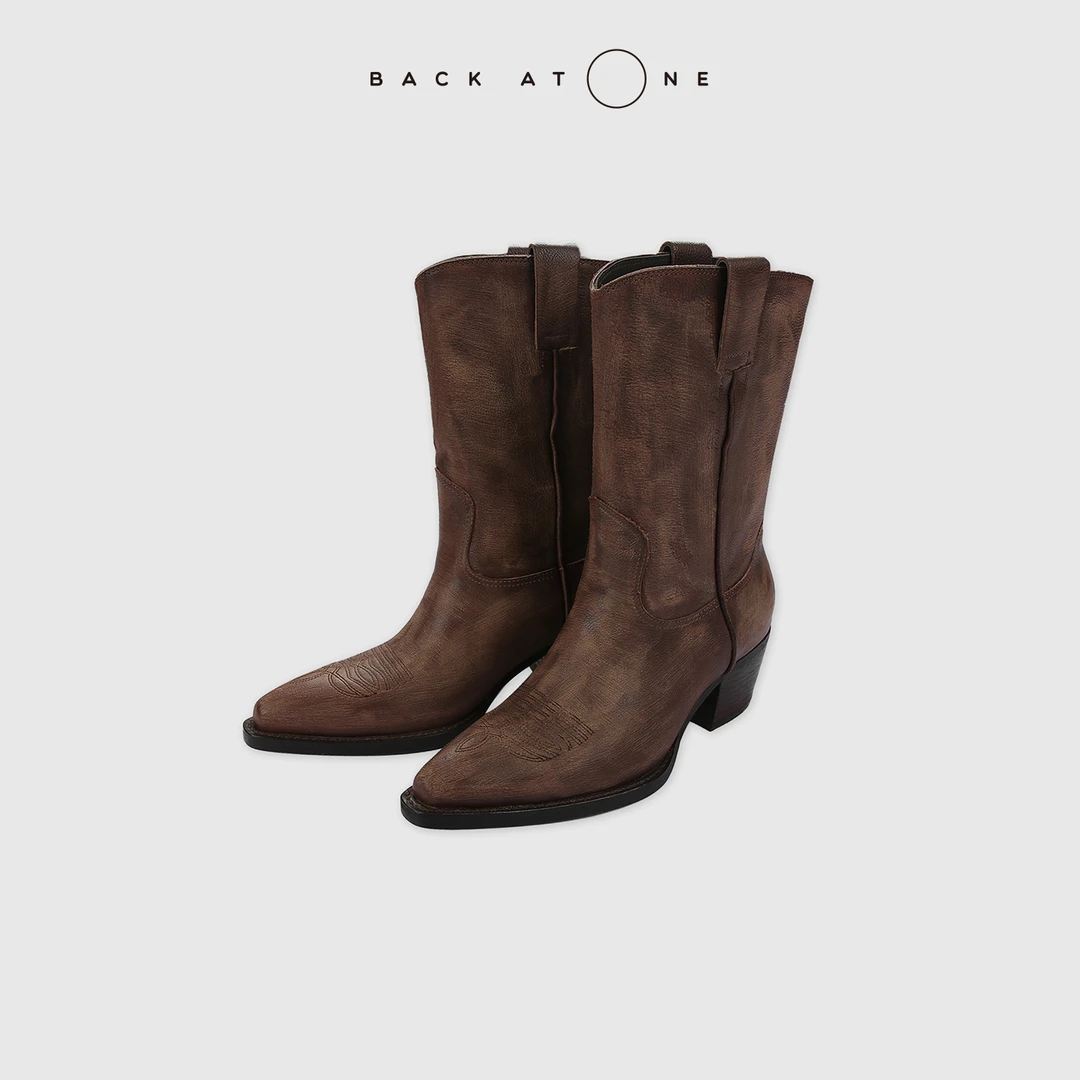 BACKATONE“高阶玩家”  时尚MI*U系做旧复古骑士靴 BFF-7FL354Q-K