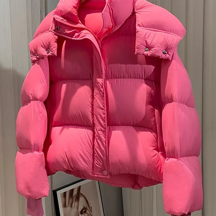 新款升级版韩版泡芙短款休闲连帽脱卸宽松加厚保暖羽绒服外套LZ15