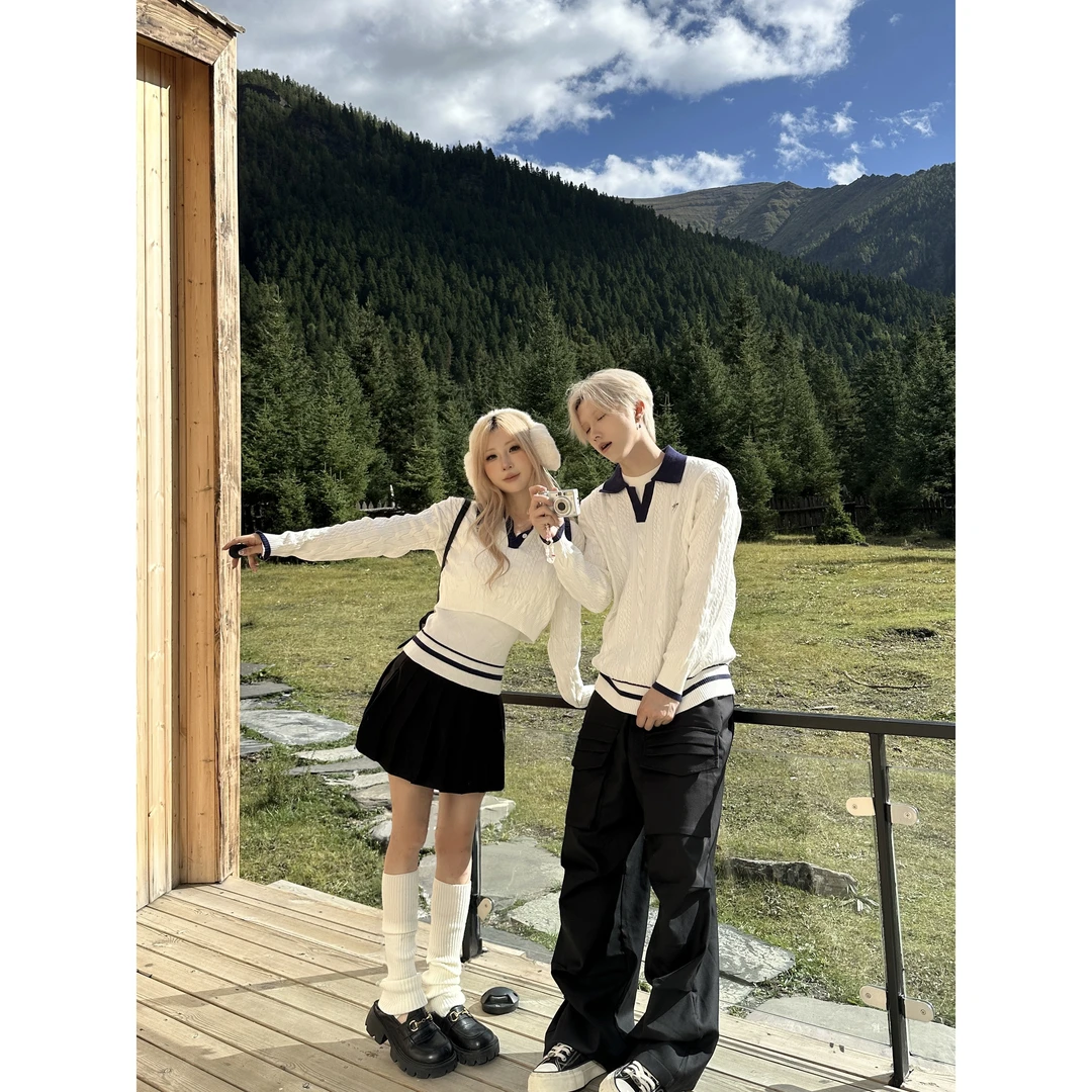 情侣装秋冬2025新款ins超火毛衣男女韩版宽松法式针织衫外套潮牌