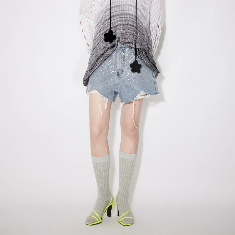 REVAN芮范氛围感烫钻牛仔短裤RM31307131