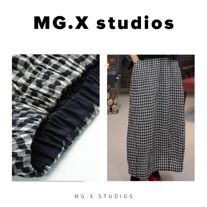 【云洞】MGX 格子a字带口袋半裙格纹饰带臀围女春夏中长款半身裙