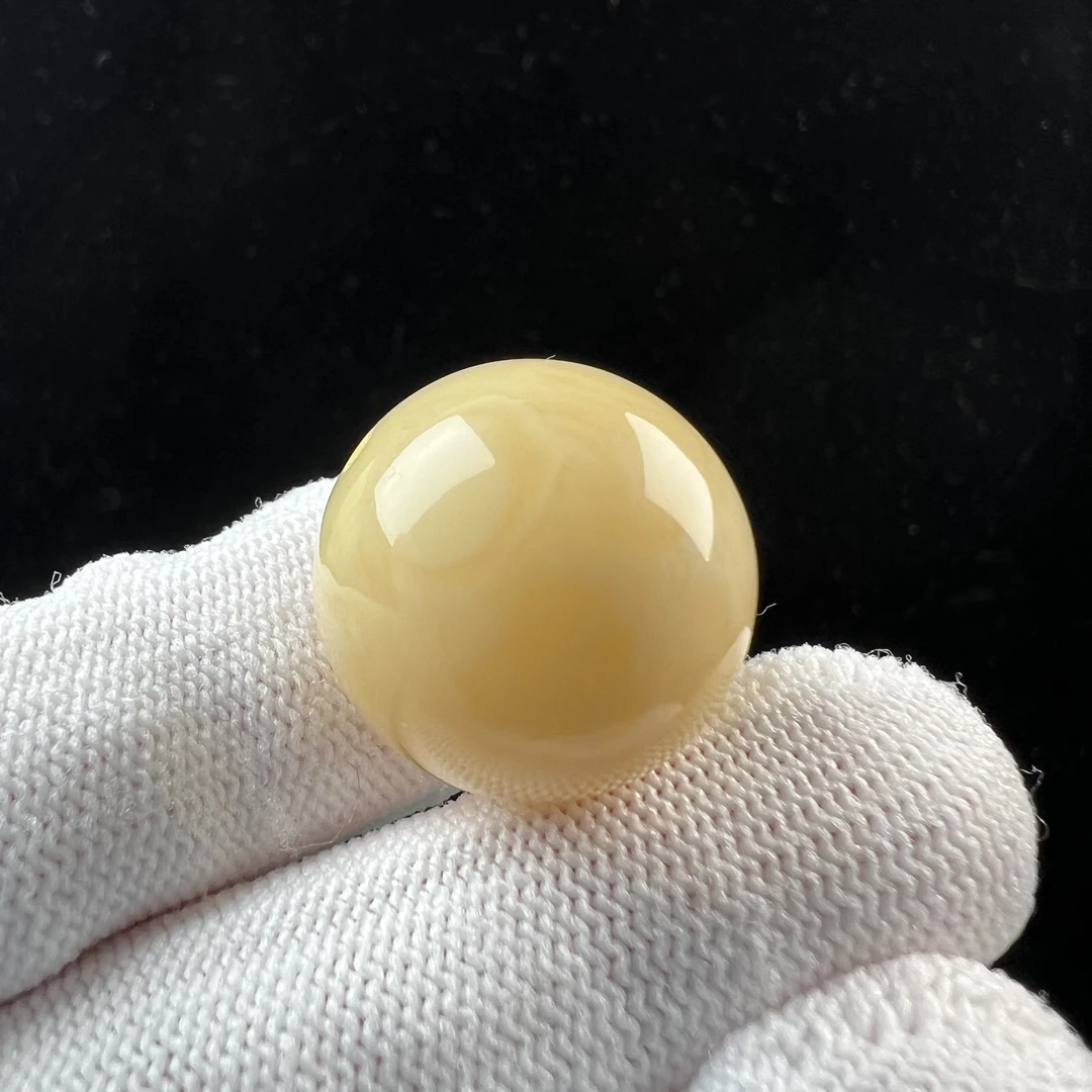 Y1351天然原矿蜜蜡 浓蜡妖花圆珠19.5mm 4.2克 150克价