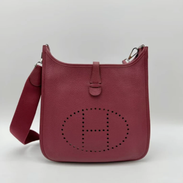 95新 Hermes/爱马仕 爱马仕玫瑰红伊芙琳单肩包25040055-01