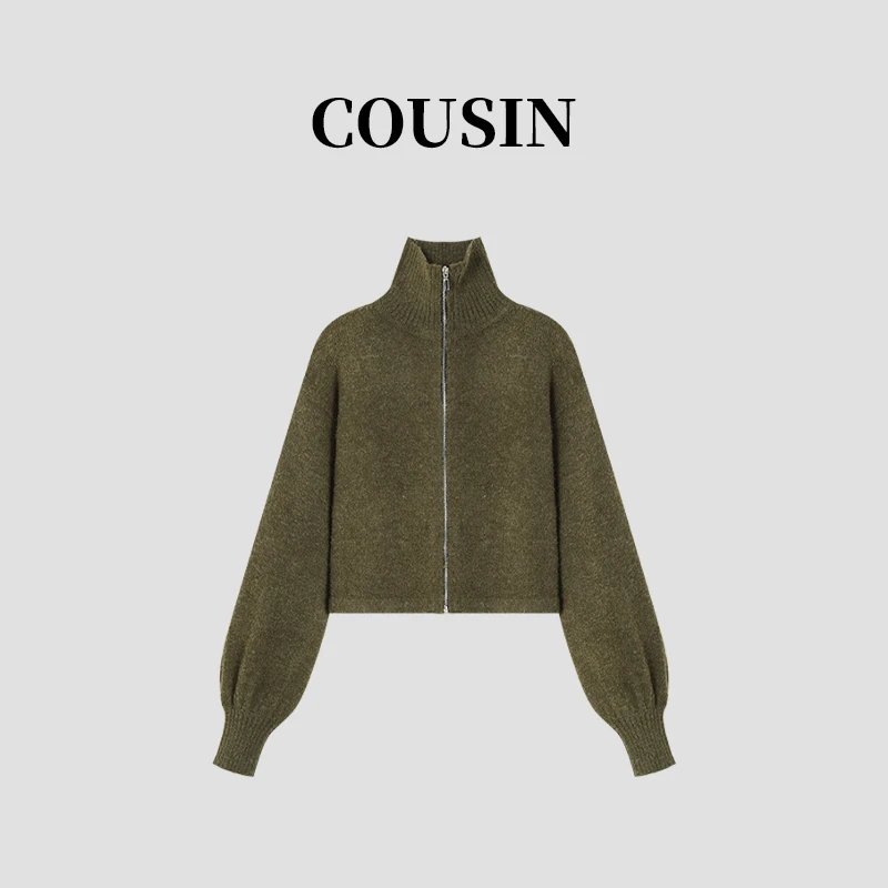 D.cousin   开衫毛衣外套气质针织时尚百搭翻领长袖 1885