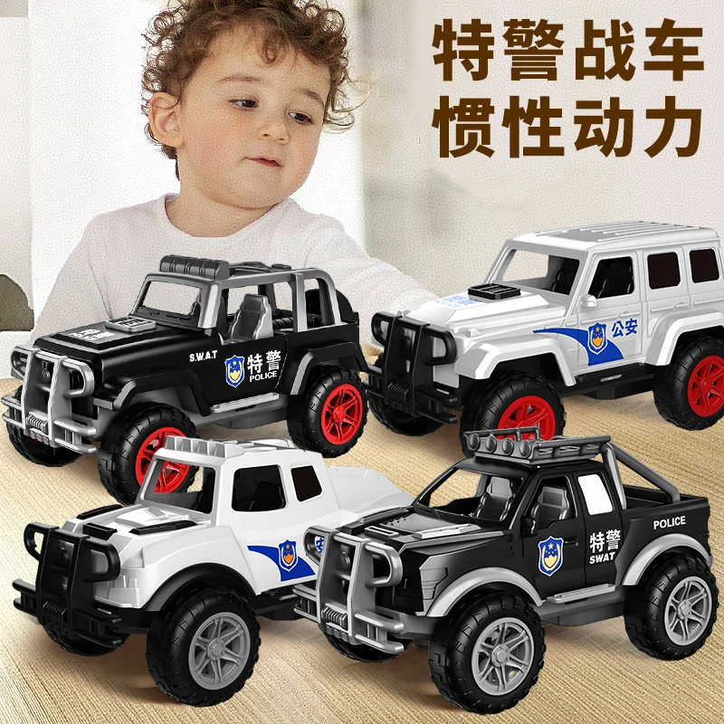 特警公安大号越野车四驱攀爬吉普汽车警车儿童礼物男孩玩具1滑行3
