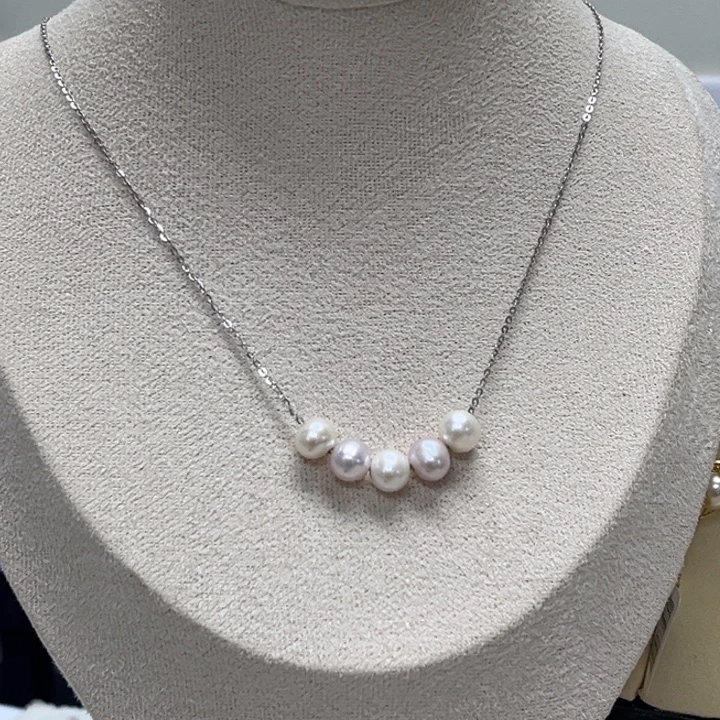 颈饰淡水珍珠银S925镶嵌7-8mm 20号