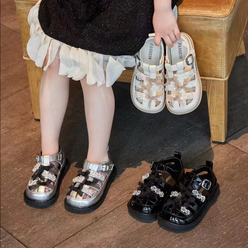 女童运动凉鞋2025夏季新款儿童软底中大童夏款蝴蝶包头公主沙滩鞋