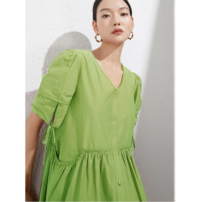 350426【袖系列】V领设计感系带连衣裙23SU04A06658