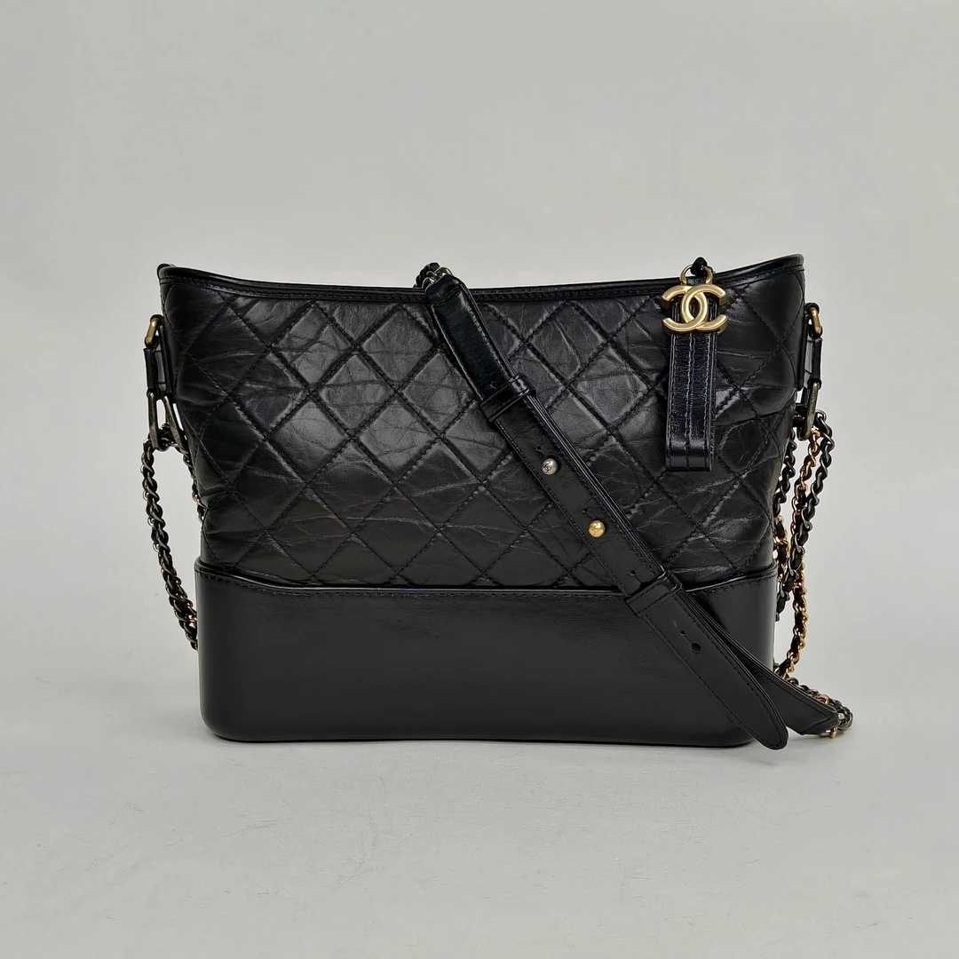 95新 Chanel/香奈儿 【娇】流浪 中号 28 皮革C 28开金银扣213328
