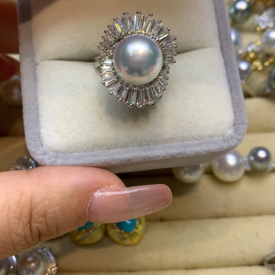 银S925镶嵌戒指海水珍珠