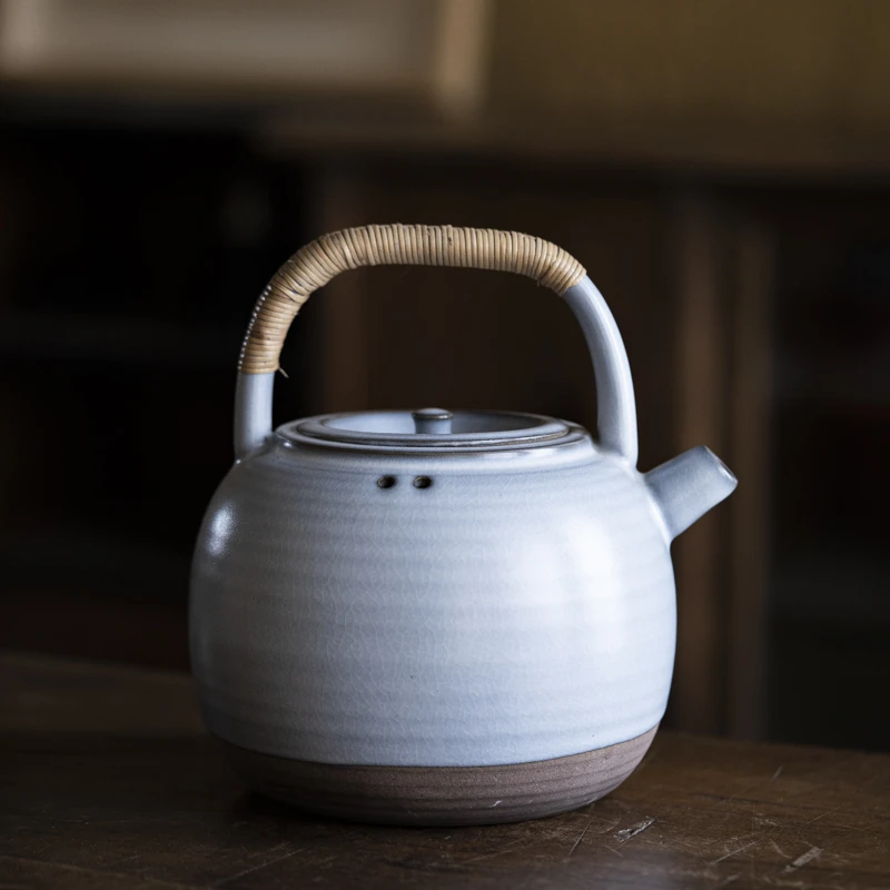斋居 烧水壶提梁壶-苏打釉老岩泥鸣泉壶-850ml（W0018）