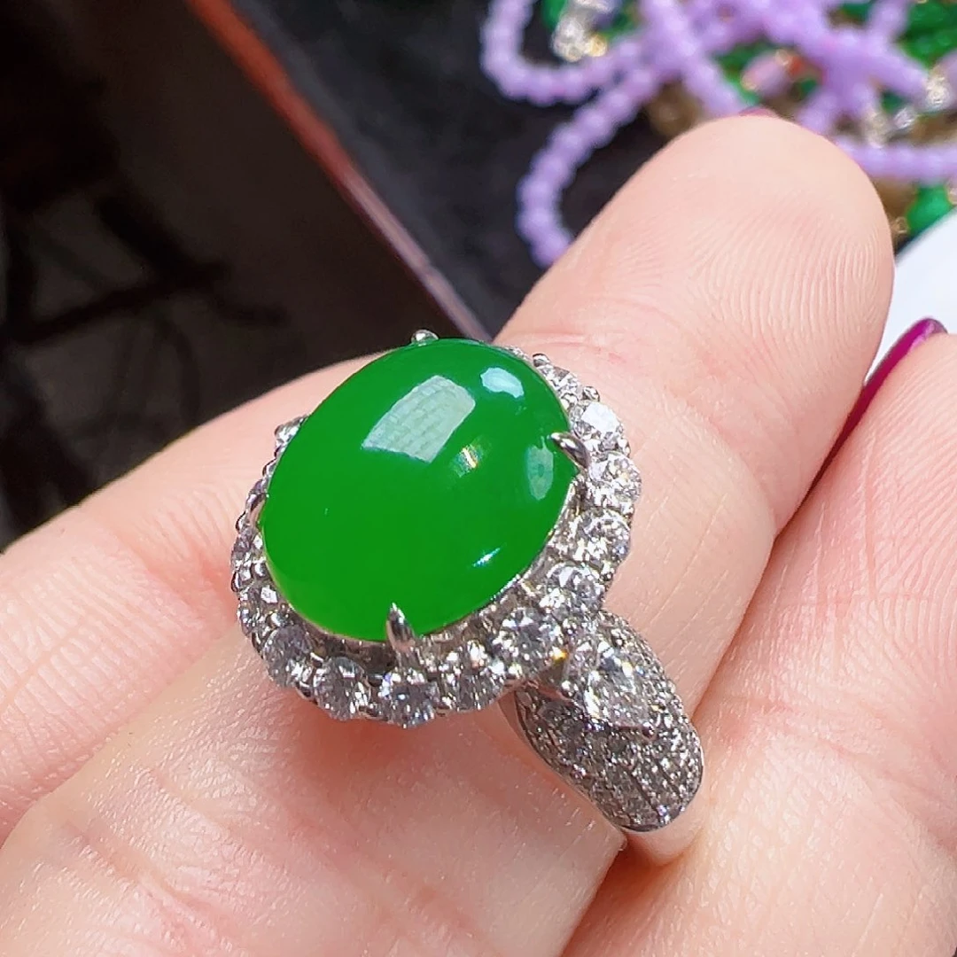 翡翠戒指18K金镶嵌夏**签收后24小时鉴赏期