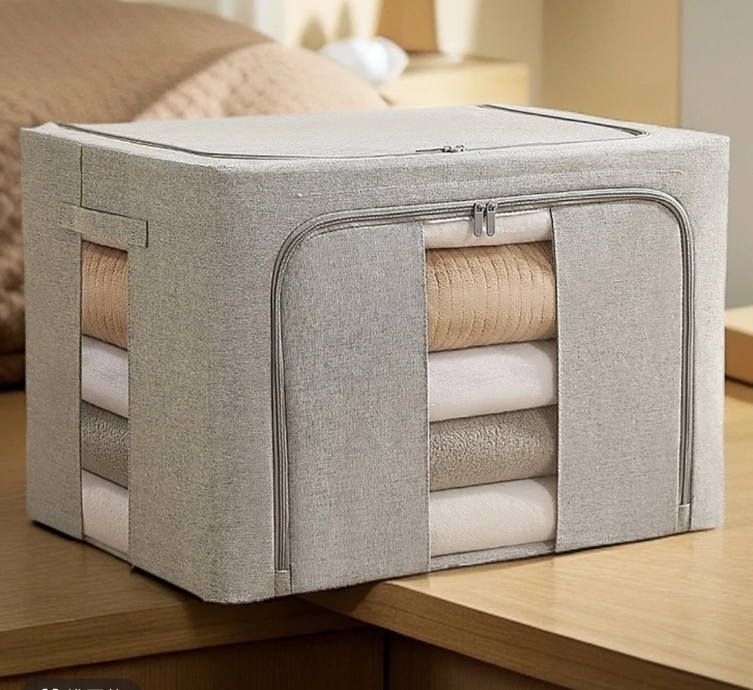 【嘉琪】5.0钢架加厚PP板棉布艺收纳箱大容量可折叠能水洗搬家