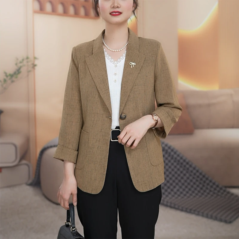 七分袖薄款西装2025年春夏新款修身外套女