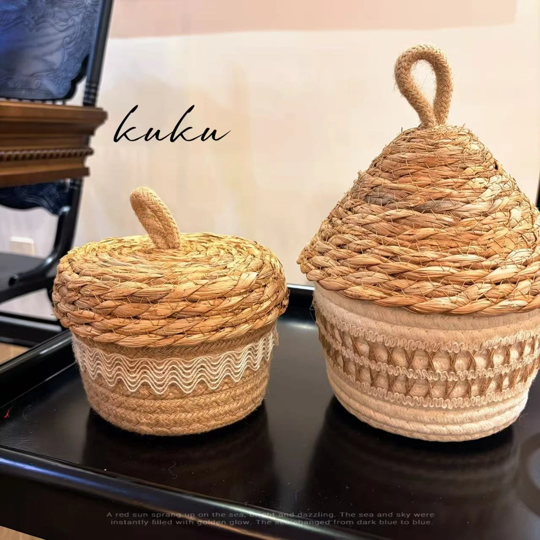 复古收纳桌面物整理首饰储物盒装饰筐