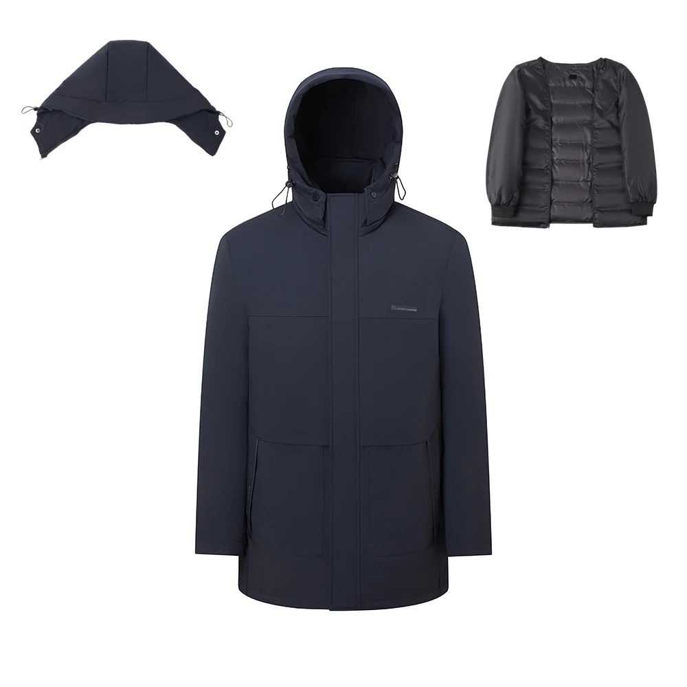 三穿活里活面中长款羽绒服可脱卸 防风防水极寒外套