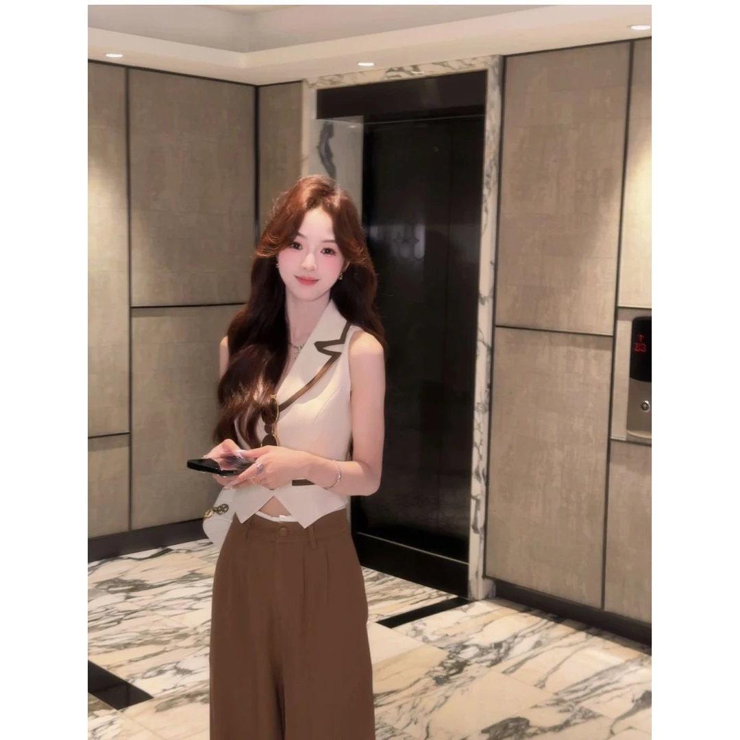 冉冉定制●【城南旧事】 休闲时尚套装无袖西装背心阔腿裤LUX4TZ3365