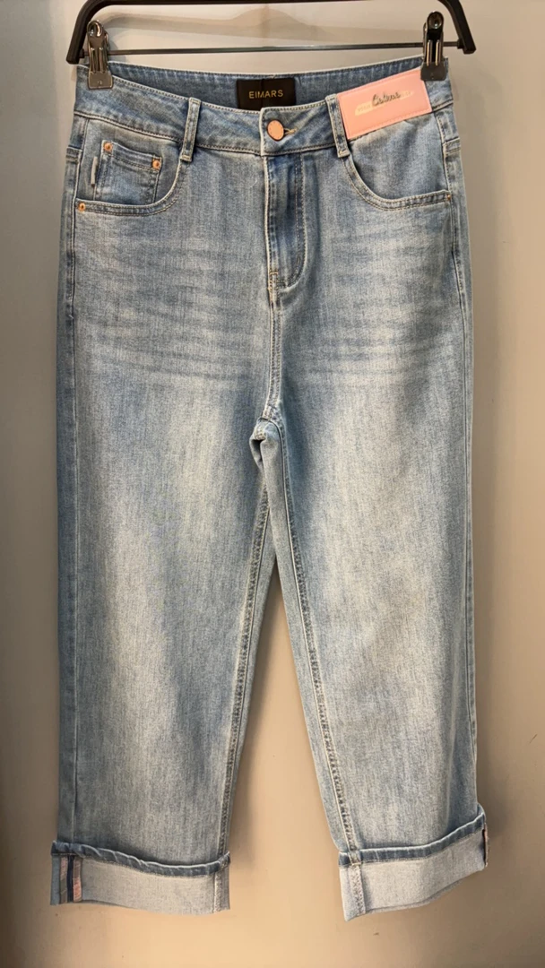 埃马森春季新款时尚小直筒蓝色九分牛仔裤