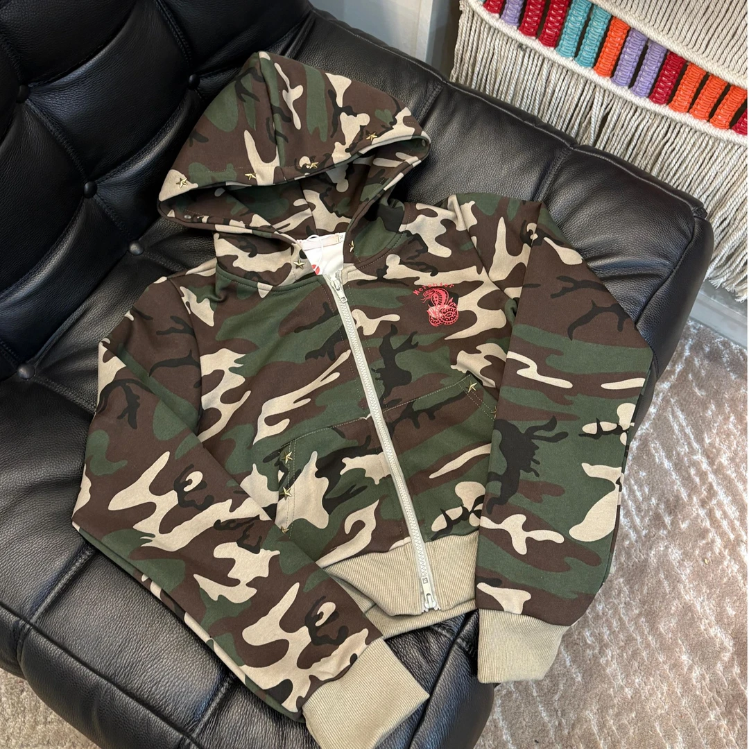 Uninhabitable 春季美式休闲套装时尚户外连帽迷彩