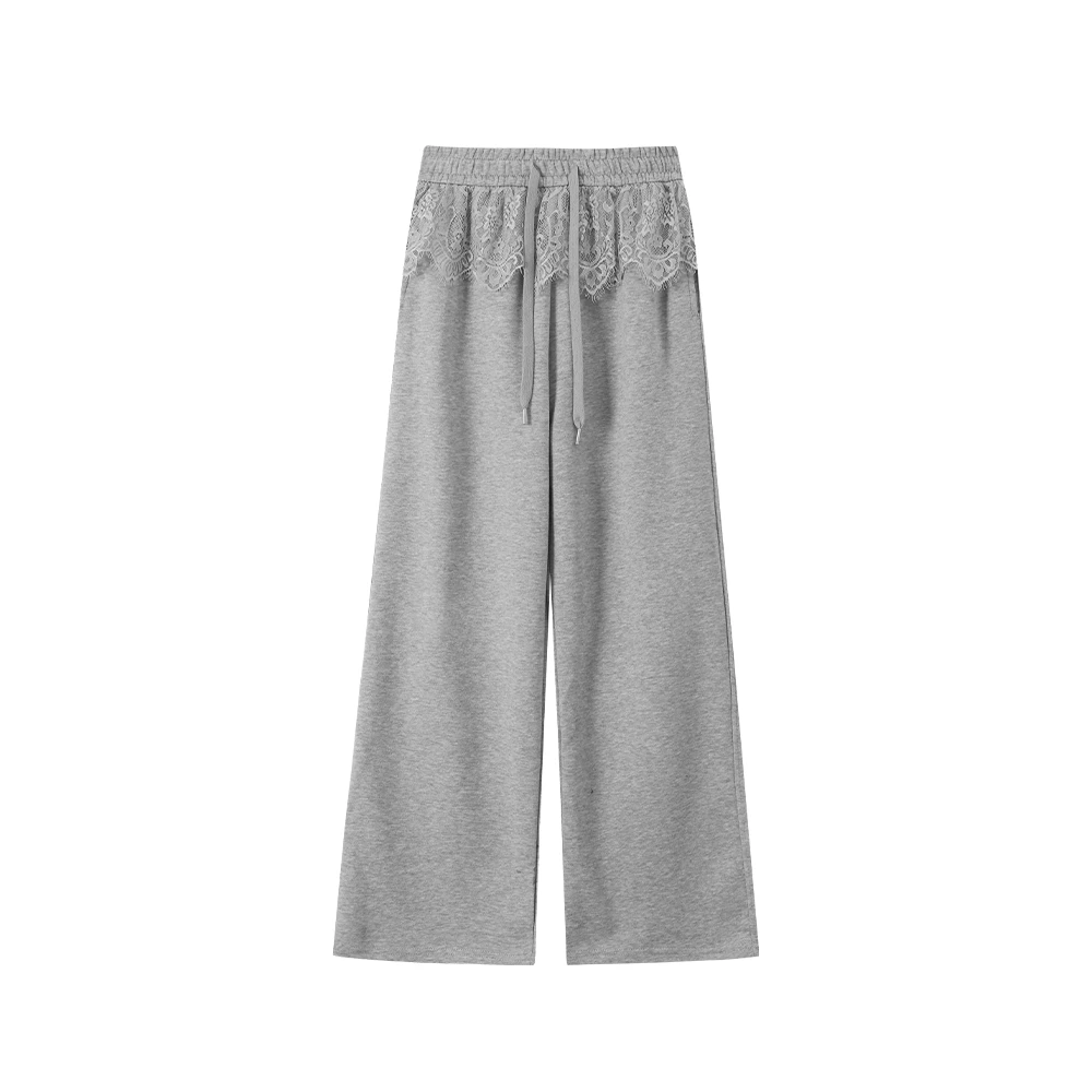 蕾丝拼接腰头设计时尚百搭卫裤S480