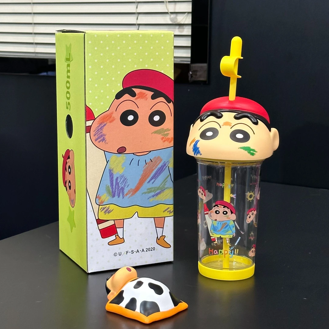 蜡笔小新水杯三福同款吸管杯trtian便携夏天杯子母婴级材质耐高温