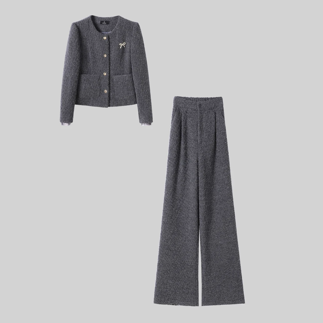 〈纪朵研〉H631法式修身气质高级感时尚显瘦小香风休闲套装裤女