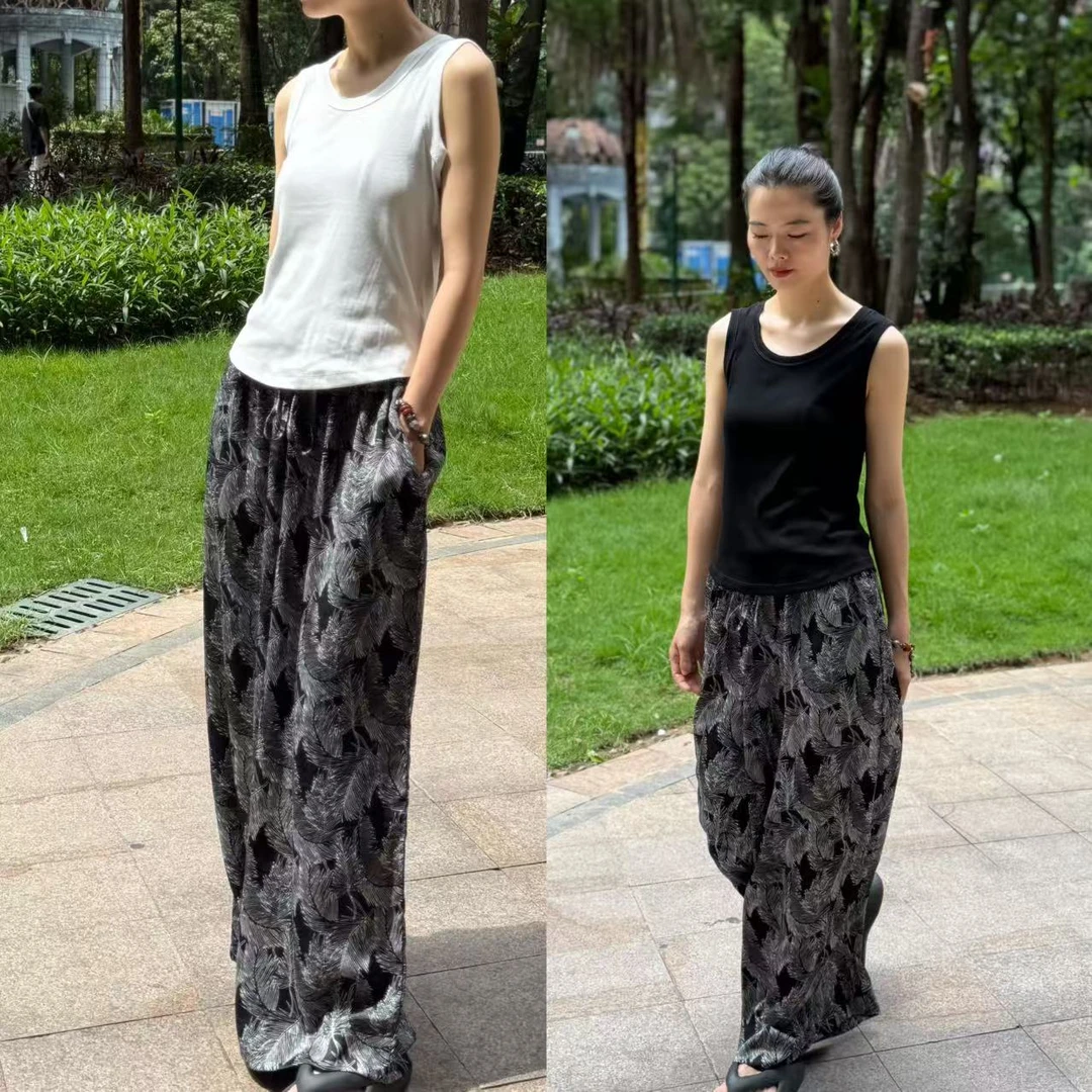 2025-3肌理感印花阔腿裤 ( 裤长102公分)
