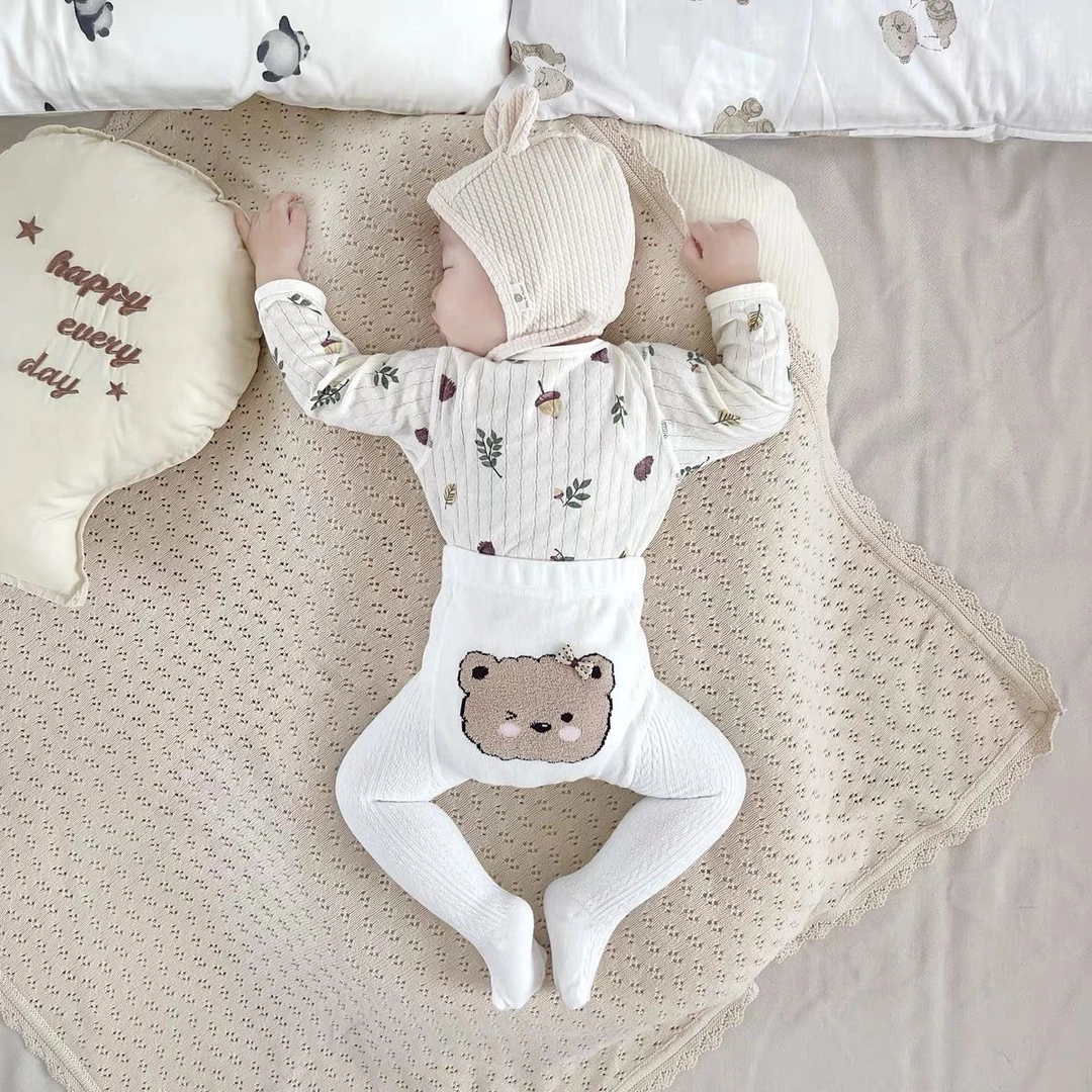 婴儿连裤袜春秋新生儿麻花大屁屁裤小熊薄款连裤袜宝宝儿童袜子