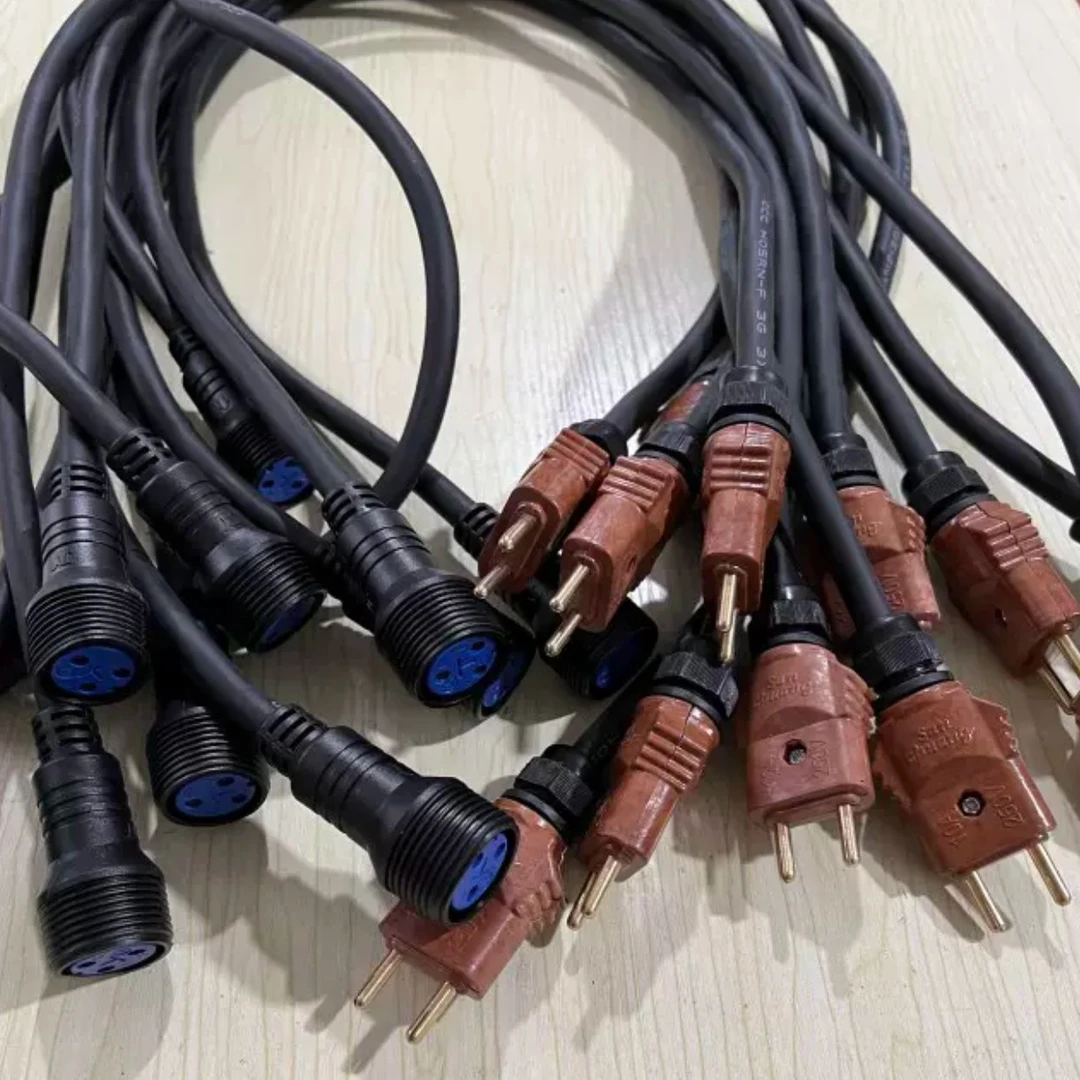 防水帕灯电源转接线头母转10a胶木插公头LED洗墙转换插头连接线