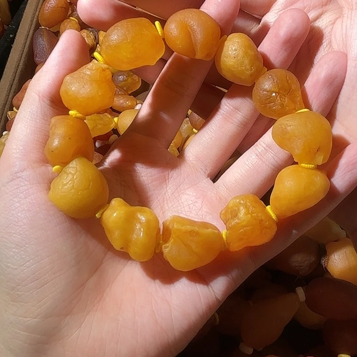 琥珀未镶嵌颈饰蜜蜡海漂手串