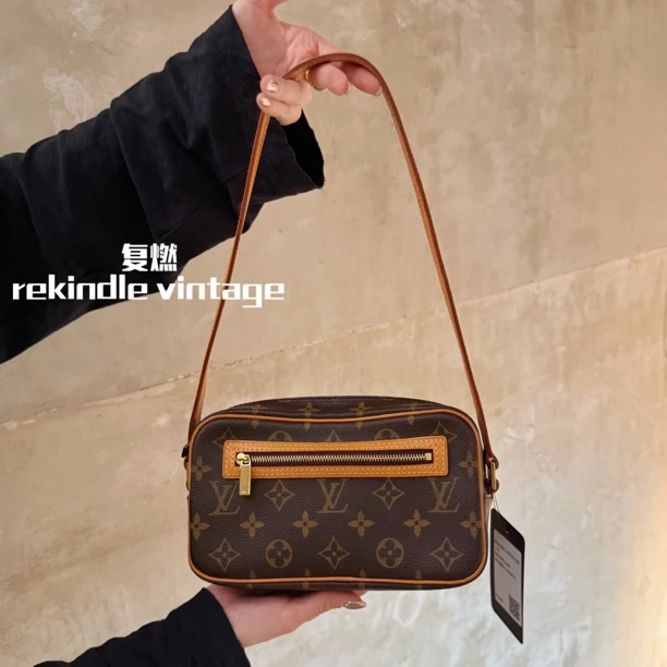95新 LouisVuitton/路易威登 复燃精选/老花小号开口笑单肩腋下包