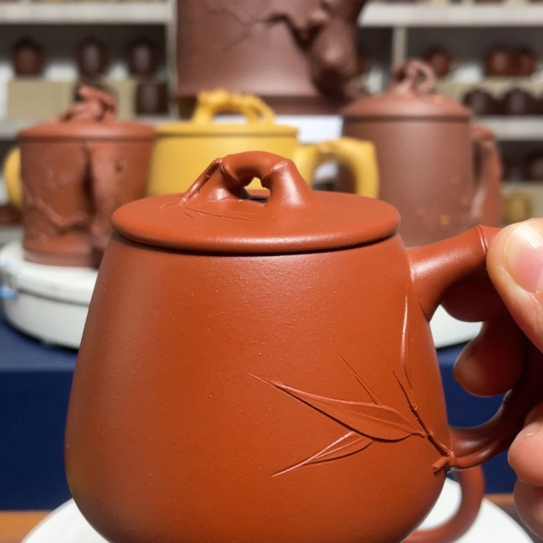茶杯紫砂朱泥竹叶杯