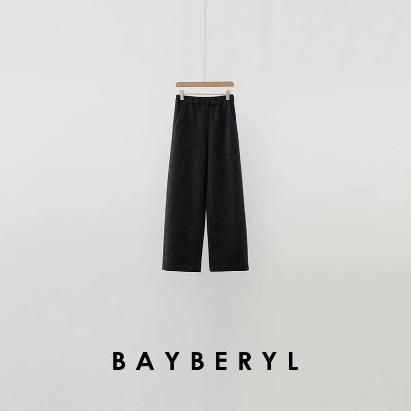 Z6-BAYBERYL老贝灰色松紧腰时尚百搭羊毛休闲裤XXK4L0706-12/19