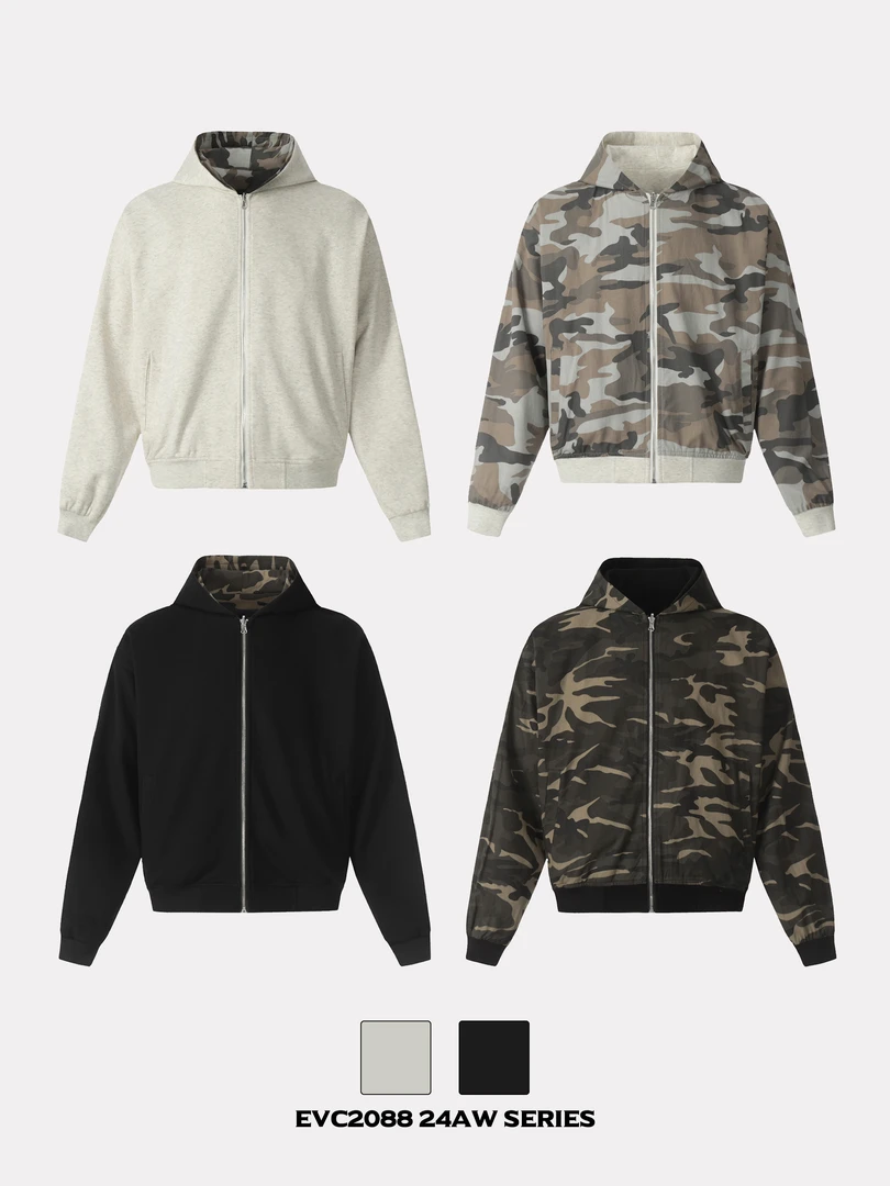 双面穿迷彩短款外套男2025春秋季美式cleanfit宽松炸街痞帅外套潮