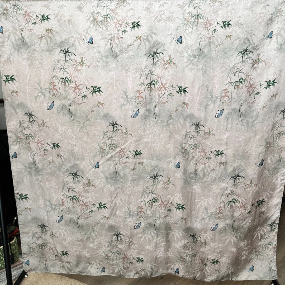 【D135-51 蝶恋竹】140*140重缎老料香云高货重磅国风提花高端丝巾