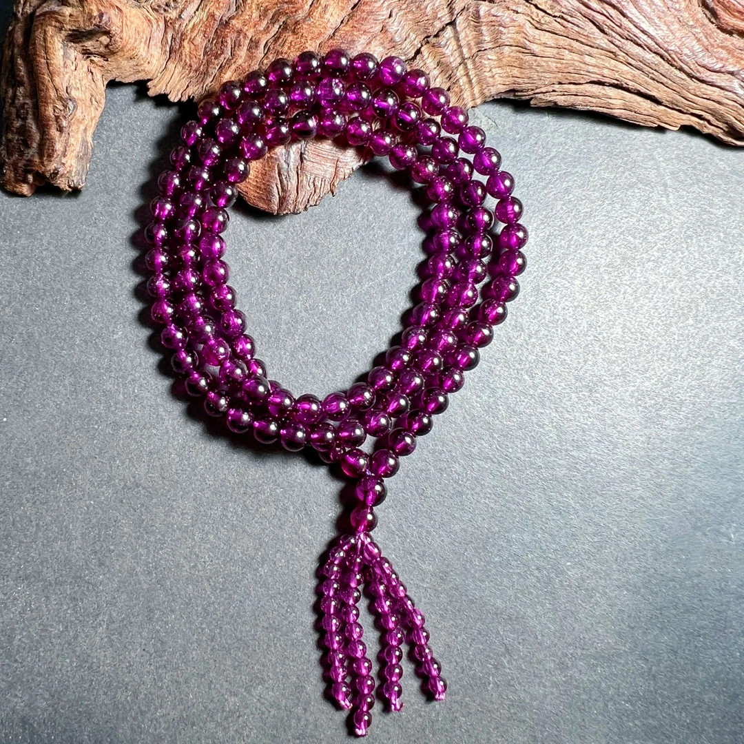 【圣芭黎】天然石榴石手串多圈紫红圆珠5-3/D1593多样性发一