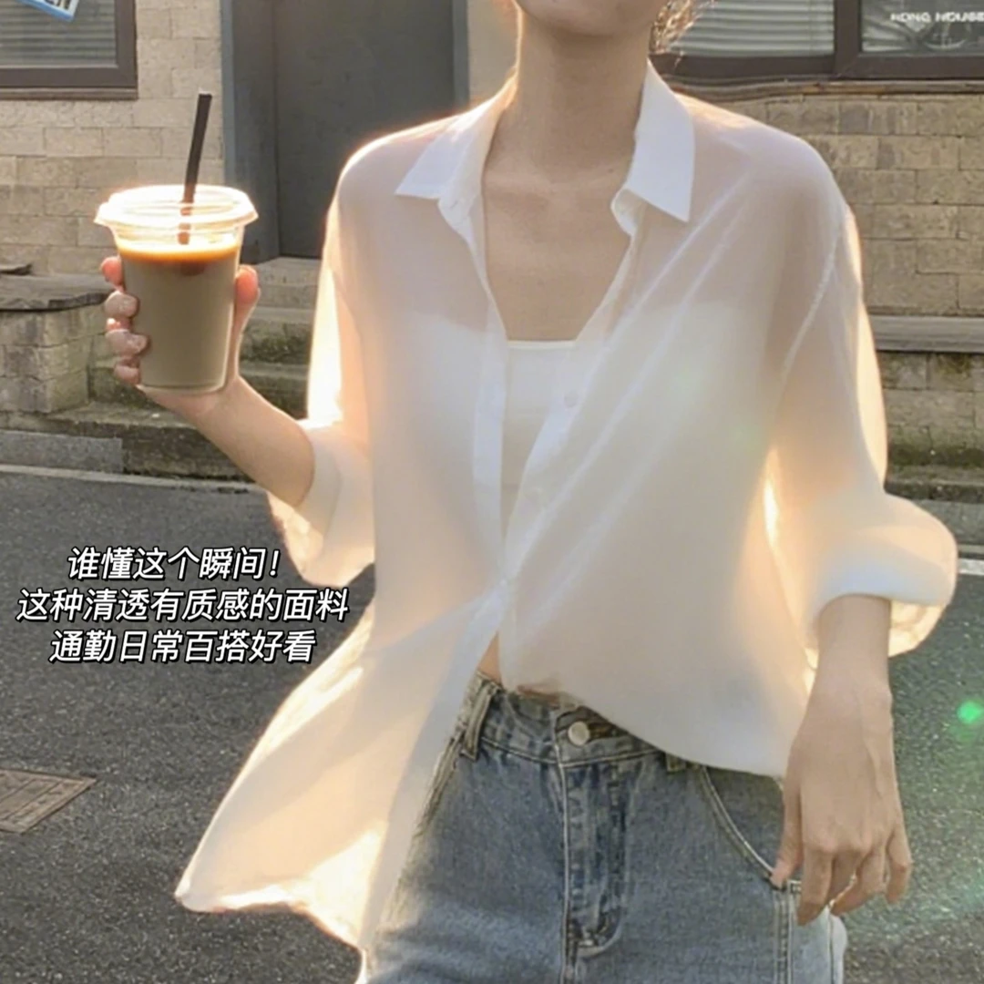 一期一会天丝亚麻防晒衬衫女2025年夏季新款透气宽松薄款上衣衬衣