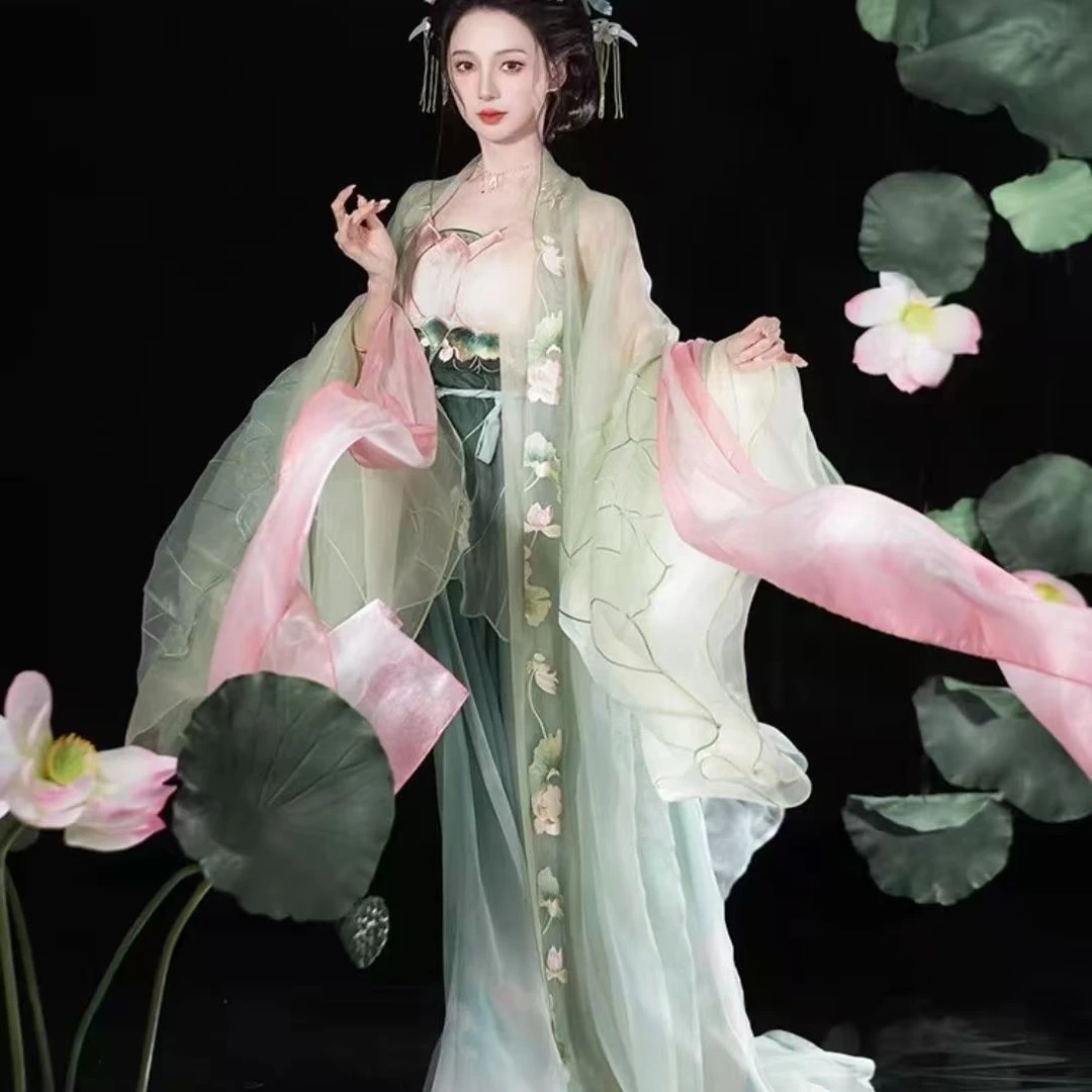 碧波仙诃子裙刺绣大袖衫汉服绣花春夏日常新款套装