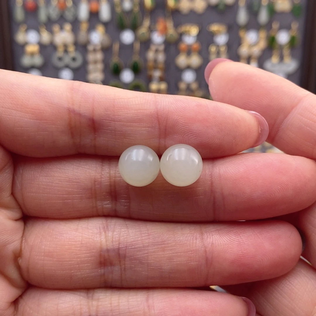 银S925镶嵌和田玉耳饰