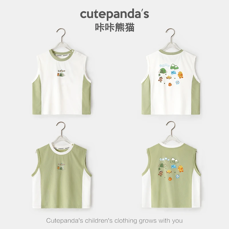 婴儿衣服休闲印花背心无袖T恤夏装男童儿童女童宝宝上衣夏季Y9513