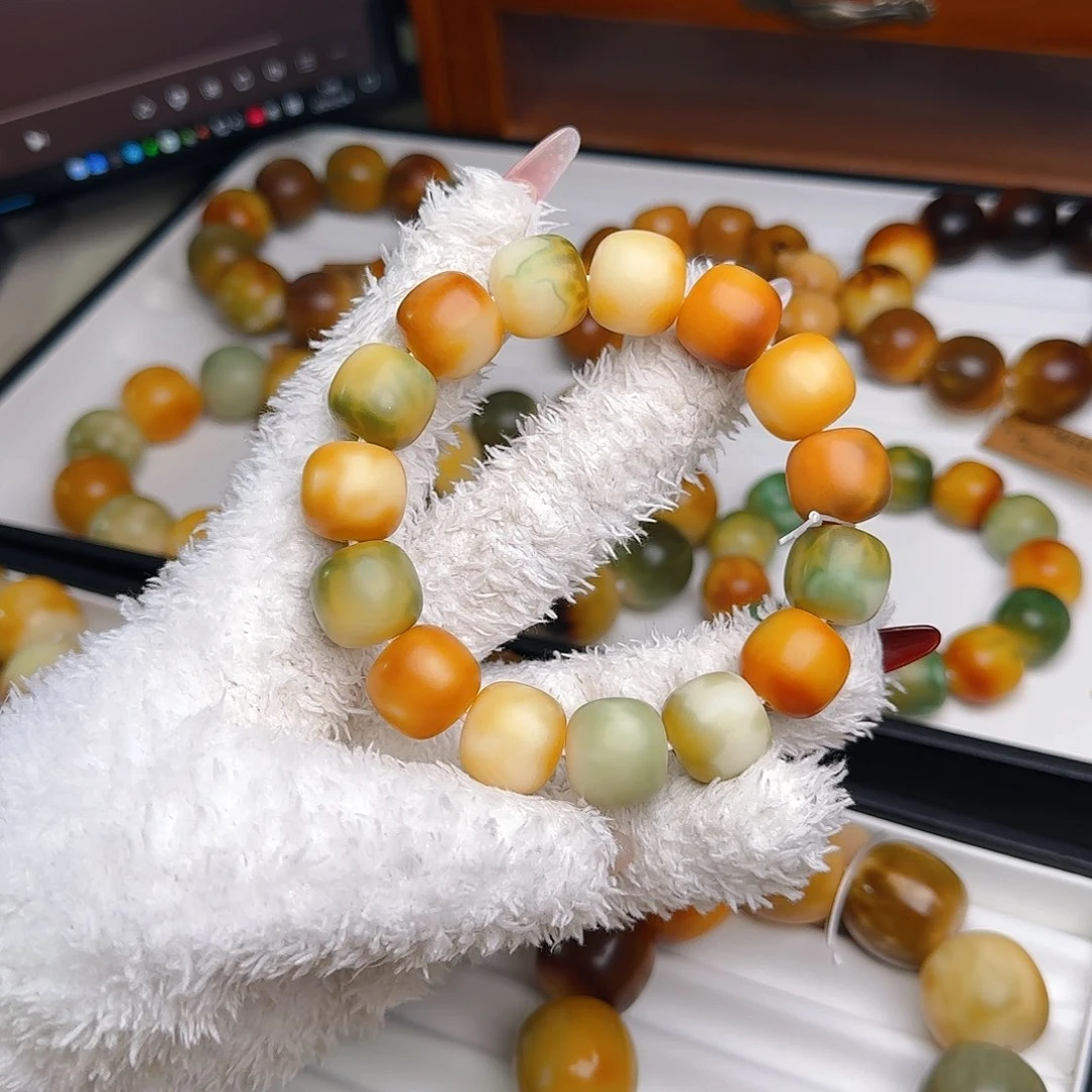 菩提根/象牙果手串卡16干磨花皮桶珠微微瑕